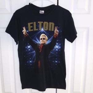 Sir Elton John 2014 World Tour Black Concert T-shirt Boys Small Double Sided